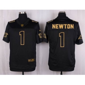 nike nfl jerseys carolina panthers #1 newton black gold collection[Elite]