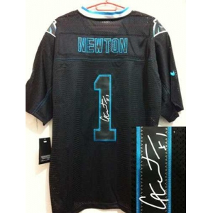 nike nfl jerseys carolina panthers #1 newton black[Elite lights out signature]