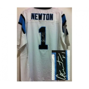 nike nfl jerseys carolina panthers #1 newton white[Elite signature]