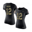 NFL Women's Nike Carolina Panthers #12 DJ Moore Black Camo Salute to Service T-Shirt