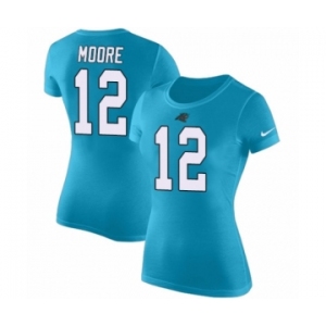 NFL Women's Nike Carolina Panthers #12 DJ Moore Blue Rush Pride Name & Number T-Shirt