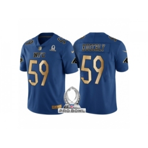 Women Carolina Panthers #59 Luke Kuechly NFC 2017 Pro Bowl Blue Gold Limited Jersey