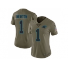 Women Nike Carolina Panthers #1 Cam Newton Olive Stitched NFL Limited 2017 Salute to Service Jersey