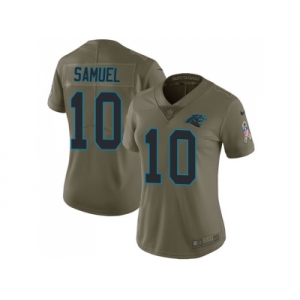 Women Nike Carolina Panthers #10 Curtis Samuel Olive Stitched NFL Limited 2017 Salute to Service Jersey