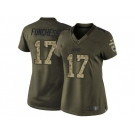 Women Nike Carolina Panthers #17 Devin Funchess Green Stitched Salute to Service Jersey