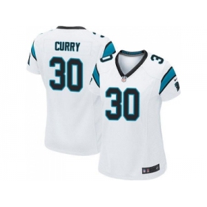 Women Nike Carolina Panthers #30 Stephen Curry White Stitched NFL Elite Jersey