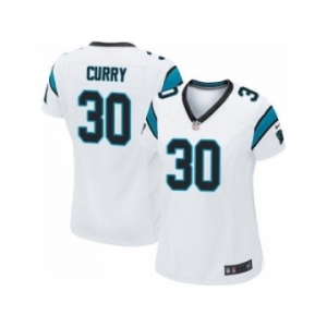 Women Nike Carolina Panthers #30 Stephen Curry White Stitched NFL Jersey