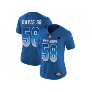 Women Nike Carolina Panthers #58 Thomas Davis Sr Royal Stitched NFL Limited NFC 2018 Pro Bowl Jersey