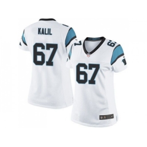 Women Nike Carolina Panthers #67 Ryan Kalil Black Team Color Stitched white Jersey