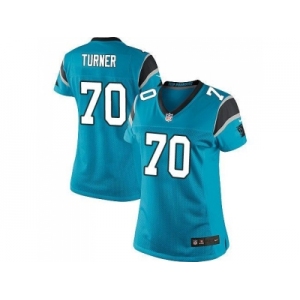 Women Nike Carolina Panthers #70 Trai Turner Black Team Color Stitched blue Jersey