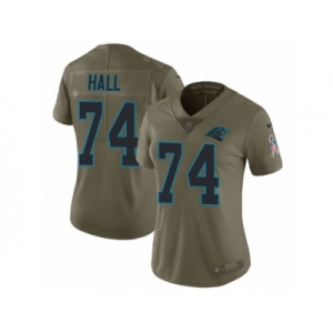 Women Nike Carolina Panthers #74 Daeshon Hall Limited Olive 2017 Salute to Service NFL Jersey