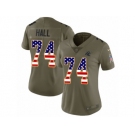 Women Nike Carolina Panthers #74 Daeshon Hall Limited Olive USA Flag 2017 Salute to Service NFL Jersey