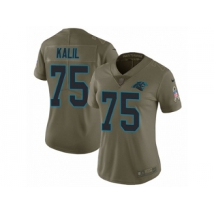 Women Nike Carolina Panthers #75 Matt Kalil Limited Olive 2017 Salute to Service NFL Jersey
