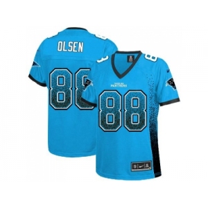 Women Nike Carolina Panthers #88 Greg Olsen Blue JerseyS(Drift Fashion)