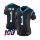 Women's Carolina Panthers #1 Cam Newton Black Team Color Vapor Untouchable Limited Player 100th Season Football Jersey