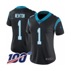 Women's Carolina Panthers #1 Cam Newton Black Team Color Vapor Untouchable Limited Player 100th Season Football Jersey