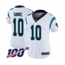 Women's Carolina Panthers #10 Curtis Samuel White Vapor Untouchable Limited Player 100th Season Football Jersey