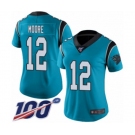 Women's Carolina Panthers #12 DJ Moore Blue Alternate Vapor Untouchable Limited Player 100th Season Football Jersey