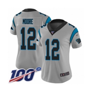 Women's Carolina Panthers #12 DJ Moore Silver Inverted Legend Limited 100th Season Football Jersey