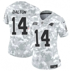 Women's Carolina Panthers #14 Andy Dalton 2024 F.U.S.E Arctic Camo Salute To Service Limited Stitched Football Jersey