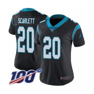 Women's Carolina Panthers #20 Jordan Scarlett Black Team Color Vapor Untouchable Limited Player 100th Season Football Jersey