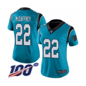 Women's Carolina Panthers #22 Christian McCaffrey Blue Alternate Vapor Untouchable Limited Player 100th Season Football Jersey