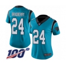 Women's Carolina Panthers #24 James Bradberry Limited Blue Rush Vapor Untouchable 100th Season Football Jersey