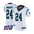 Women's Carolina Panthers #24 James Bradberry White Vapor Untouchable Limited Player 100th Season Football Jersey