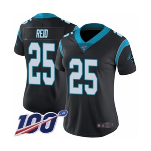 Women's Carolina Panthers #25 Eric Reid Black Team Color Vapor Untouchable Limited Player 100th Season Football Jersey