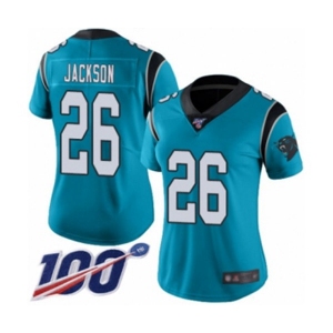 Women's Carolina Panthers #26 Donte Jackson Limited Blue Rush Vapor Untouchable 100th Season Football Jersey