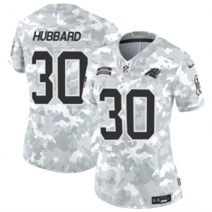 Women's Carolina Panthers #30 Chuba Hubbard 2024 F.U.S.E Arctic Camo Salute To Service Limited Stitched Football Jersey