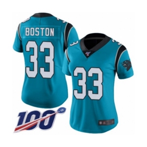 Women's Carolina Panthers #33 Tre Boston Blue Alternate Vapor Untouchable Limited Player 100th Season Football Jersey