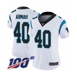 Women's Carolina Panthers #40 Alex Armah White Vapor Untouchable Limited Player 100th Season Football Jersey