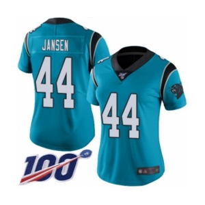 Women's Carolina Panthers #44 J.J. Jansen Limited Blue Rush Vapor Untouchable 100th Season Football Jersey