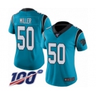 Women's Carolina Panthers #50 Christian Miller Blue Alternate Vapor Untouchable Limited Player 100th Season Football Jersey