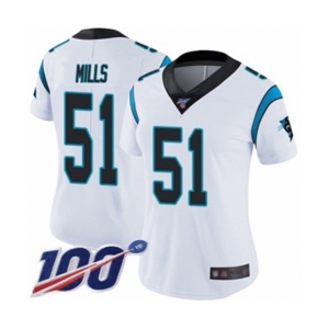 Women's Carolina Panthers #51 Sam Mills White Vapor Untouchable Limited Player 100th Season Football Jersey