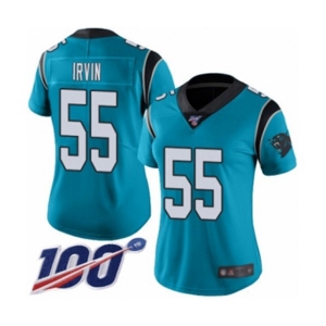 Women's Carolina Panthers #55 Bruce Irvin Limited Blue Rush Vapor Untouchable 100th Season Football Jersey