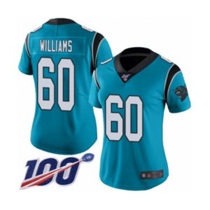 Women's Carolina Panthers #60 Daryl Williams Blue Alternate Vapor Untouchable Limited Player 100th Season Football Jersey