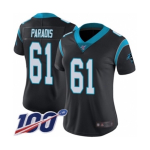 Women's Carolina Panthers #61 Matt Paradis Black Team Color Vapor Untouchable Limited Player 100th Season Football Jersey