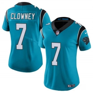 Women's Carolina Panthers #7 Jadeveon Clowney Blue Stitched Jersey