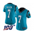 Women's Carolina Panthers #7 Kyle Allen Blue Alternate Vapor Untouchable Limited Player 100th Season Football Jersey