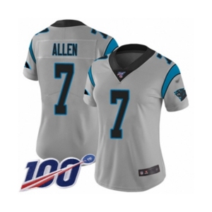 Women's Carolina Panthers #7 Kyle Allen Silver Inverted Legend Limited 100th Season Football Jersey