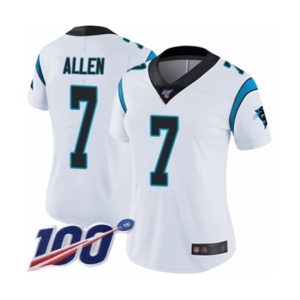 Women's Carolina Panthers #7 Kyle Allen White Vapor Untouchable Limited Player 100th Season Football Jersey