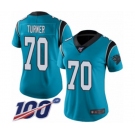 Women's Carolina Panthers #70 Trai Turner Blue Alternate Vapor Untouchable Limited Player 100th Season Football Jersey