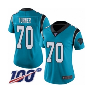 Women's Carolina Panthers #70 Trai Turner Blue Alternate Vapor Untouchable Limited Player 100th Season Football Jersey