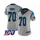 Women's Carolina Panthers #70 Trai Turner Silver Inverted Legend Limited 100th Season Football Jersey