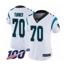 Women's Carolina Panthers #70 Trai Turner White Vapor Untouchable Limited Player 100th Season Football Jersey