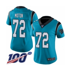 Women's Carolina Panthers #72 Taylor Moton Blue Alternate Vapor Untouchable Limited Player 100th Season Football Jersey