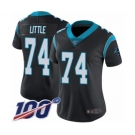 Women's Carolina Panthers #74 Greg Little Black Team Color Vapor Untouchable Limited Player 100th Season Football Jersey