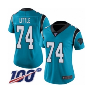 Women's Carolina Panthers #74 Greg Little Blue Alternate Vapor Untouchable Limited Player 100th Season Football Jersey